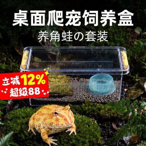 宠维奥角蛙饲养盒套装造景箱子