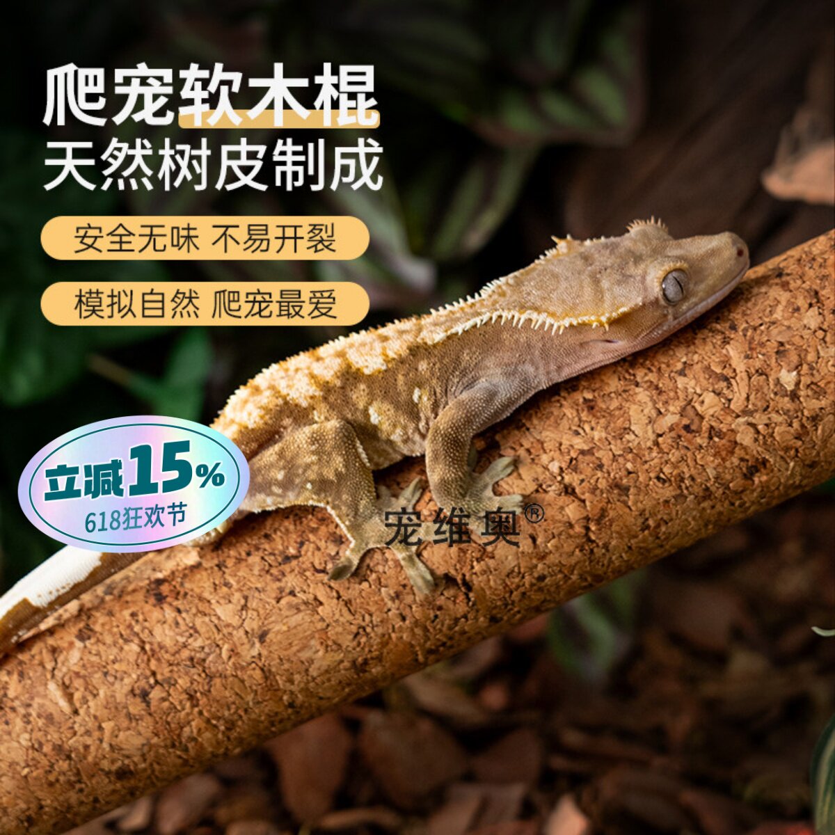 树栖爬宠攀爬棍软木棒爬虫睫角盖勾亚R属守宫树蛙造景藤木原生态