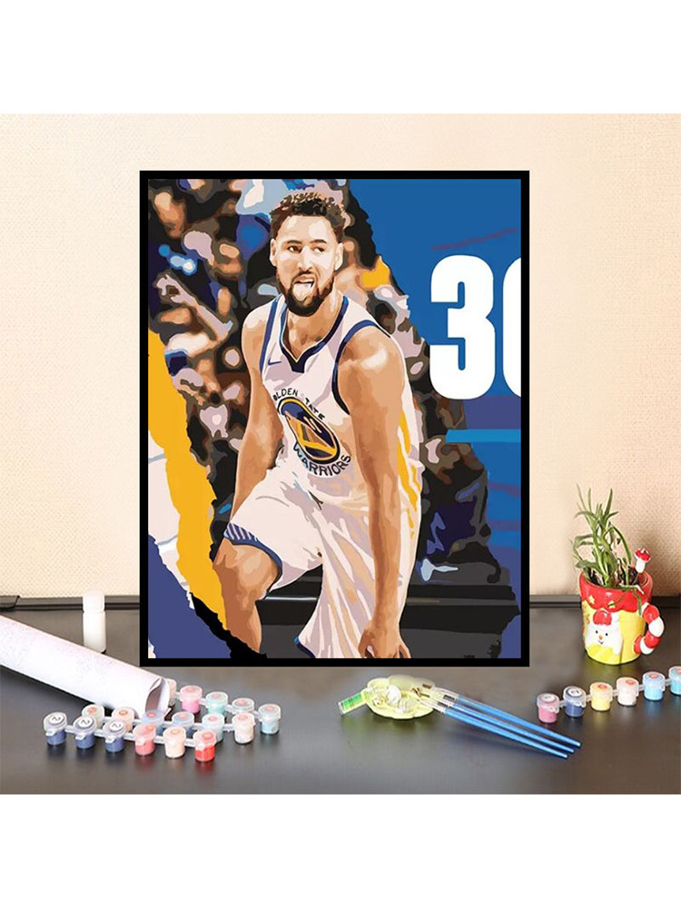 画画diy数字油画填充手绘nba汤普森篮球明星填色手工礼物油彩画