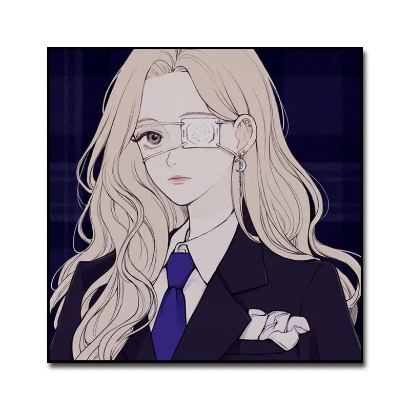 高冷女神动漫插画 diy数字油画减压手绘油画客厅卧室背景墙装饰画
