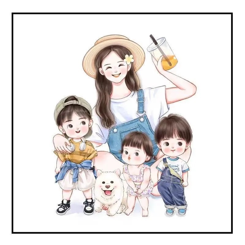 数字油画DIY幸福的一家三口四口人动漫卡通版亲子手工填色装饰画,家居饰品,DIY/数字油画,淘宝优惠券,粉丝福利购,淘宝优惠卷