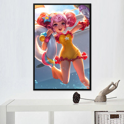 小乔王者荣耀天鹅之梦动漫游戏diy数字油画手绘填色画手工油彩画