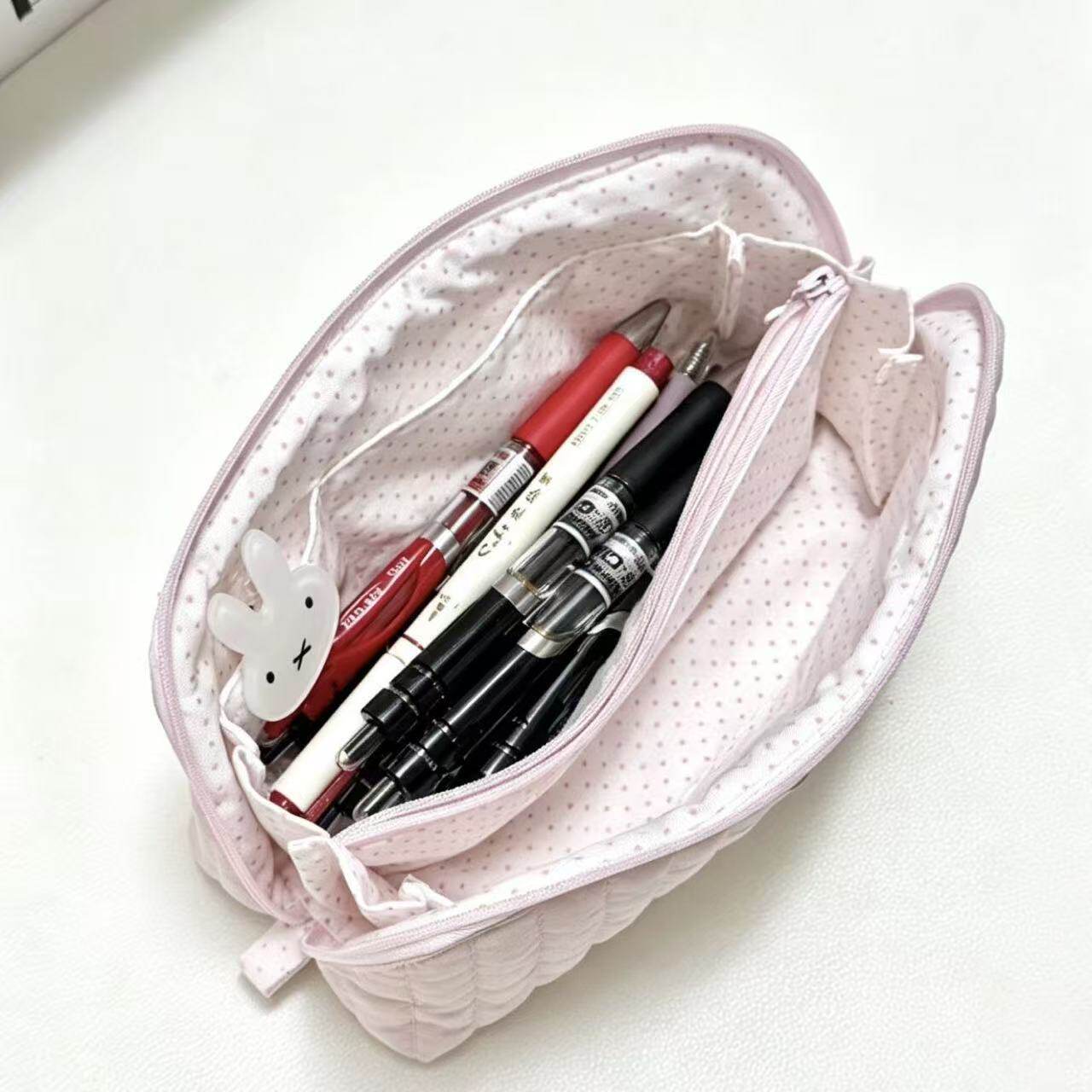 樱花粉红波点笔袋ins小红