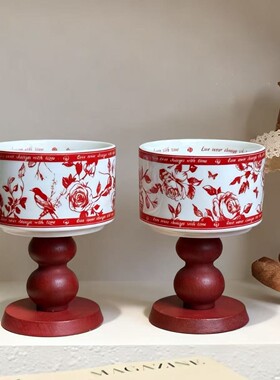 中古ins喜鹊陶瓷高脚杯蜡