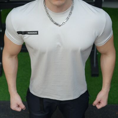 白色短袖运动T恤男修身圆领索罗娜高弹健身服字母印花运动上衣服
