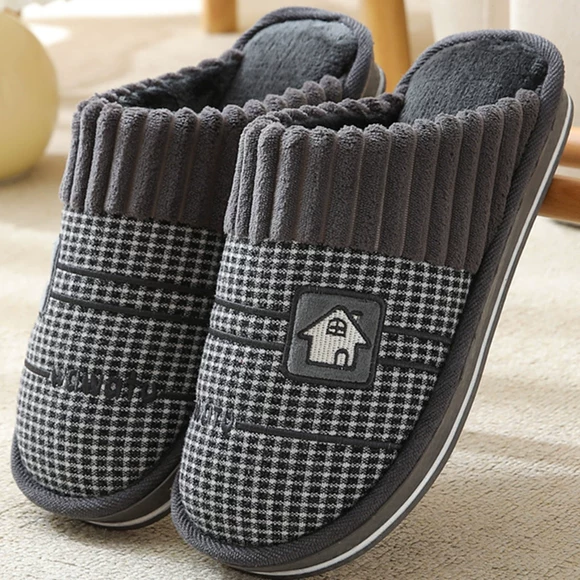 2024新款秋冬季加厚男士大码保暖棉拖鞋东北家居家用室内防滑4546