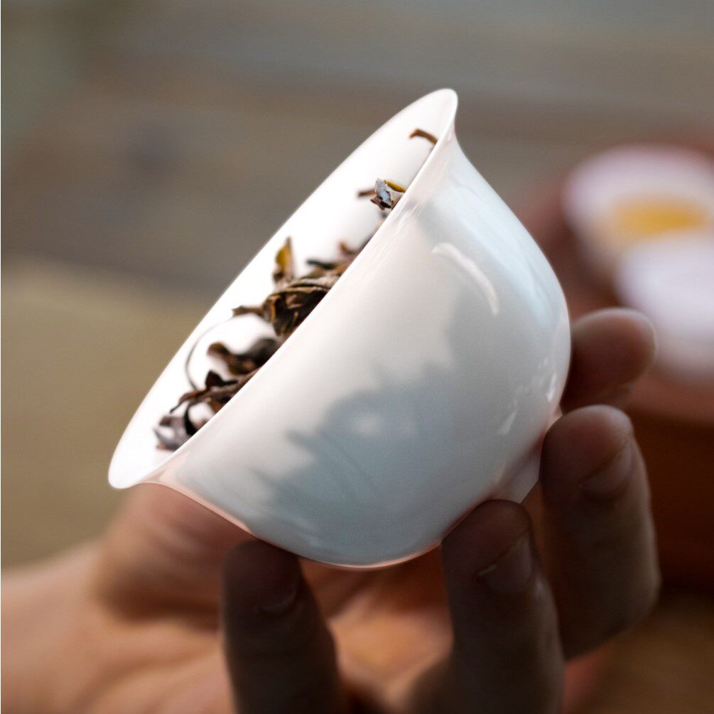 白瓷三才盖碗武夷山岩茶审评专用茶叶店不烫手8克岩茶盖碗印logo