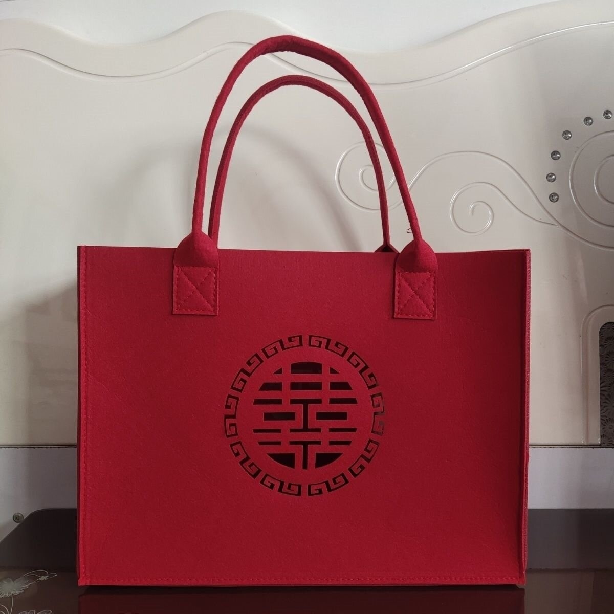 装红包结婚专用手提包喜字袋布袋红色毛毡包包收彩礼礼金婚礼喜包