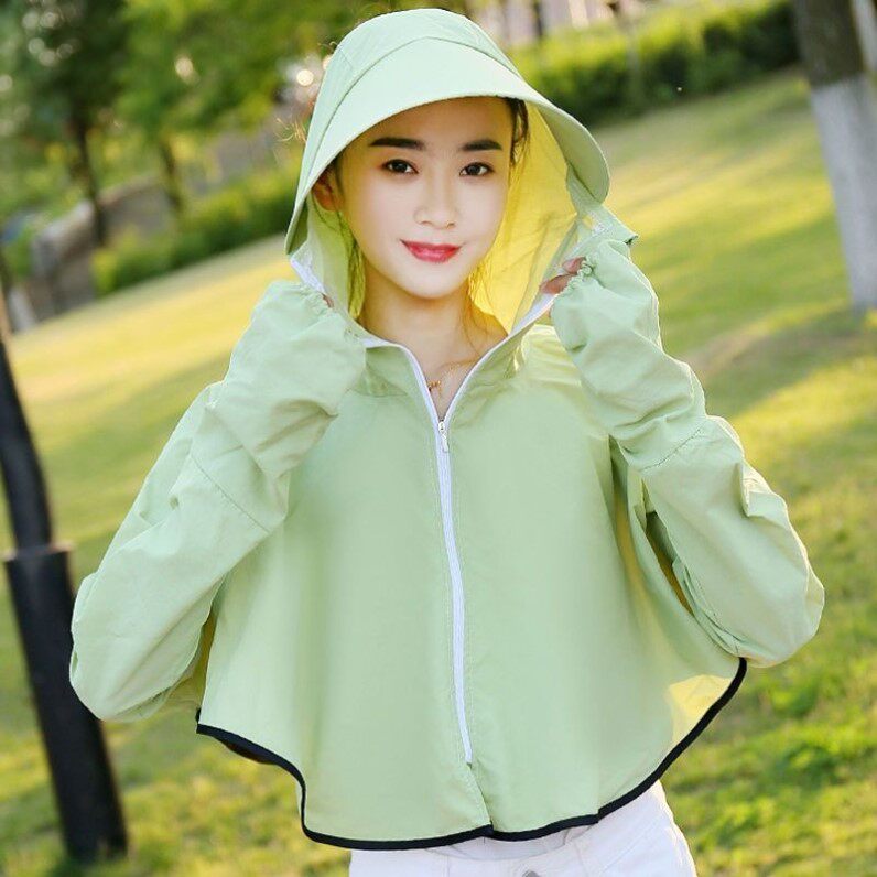 防晒衣女短款防晒服电动车防晒衫遮阳防紫外线护颈防晒衣女外穿