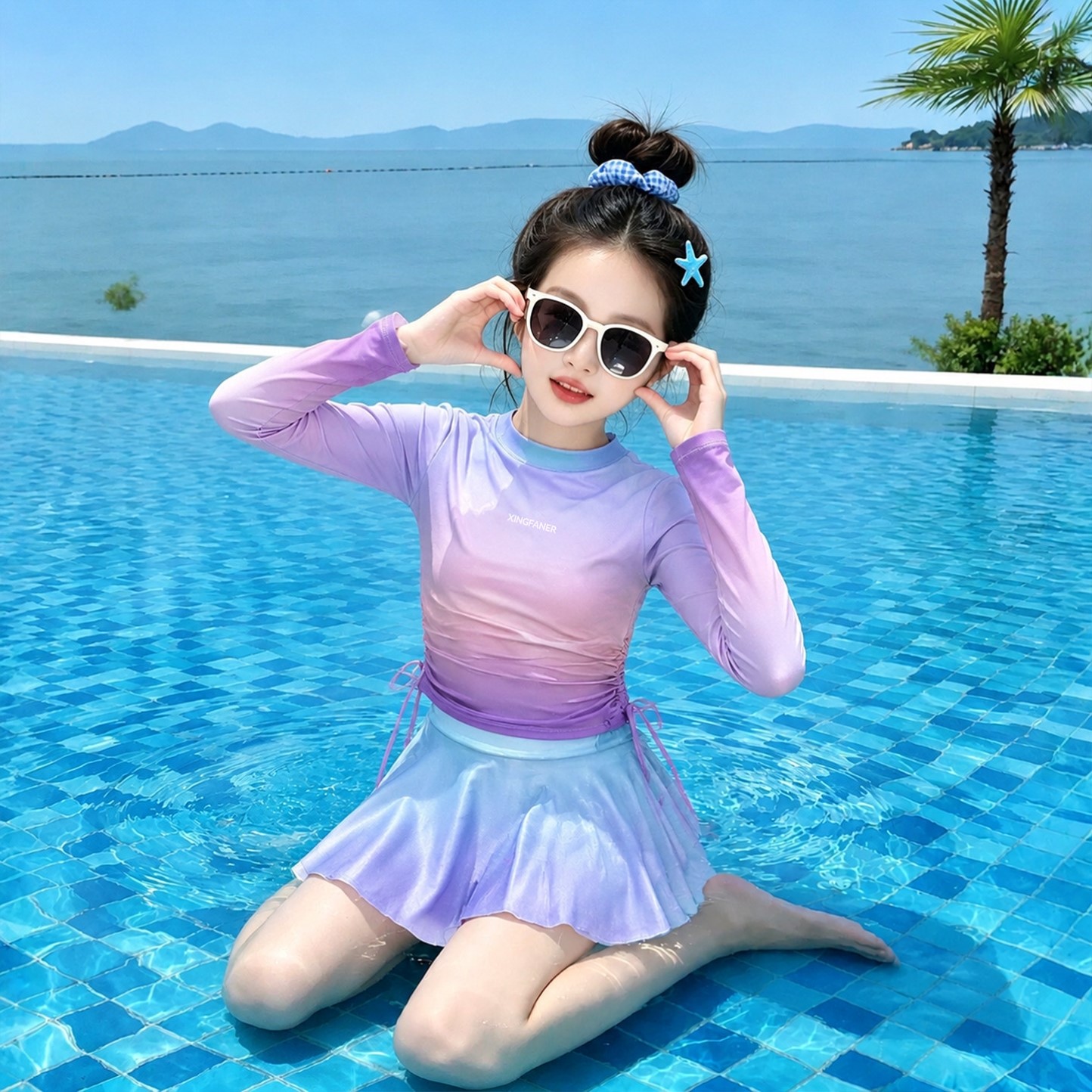 泳衣女儿童2026新款美人鱼游泳服初中生女孩高颜值夏季分体泳装裙