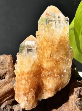 天然黄皮菠萝水晶簇原皮原矿小晶簇矿物标本消磁办公家具摆件造景