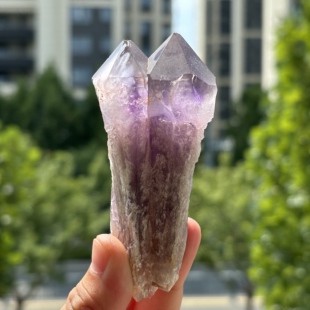 乌拉圭纯天然紫水晶紫骸骨骨干带金字塔原石原皮原矿家居办公摆件