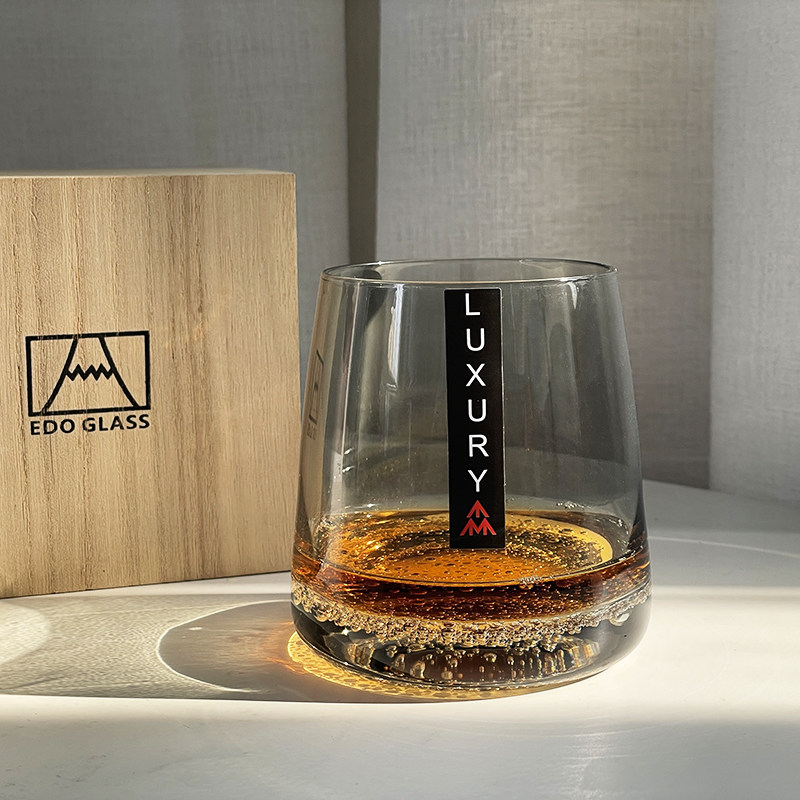 玄武岩水晶男士威士忌杯高档灰色玻璃杯子洋酒北欧家用小众啤酒杯