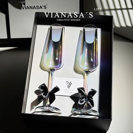 VIANASA'S法式轻奢彩虹家用炫彩香槟杯轻奢水晶玻璃红酒杯礼盒装