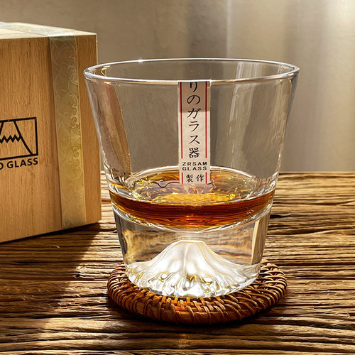 日式创意富士山水晶玻璃水杯