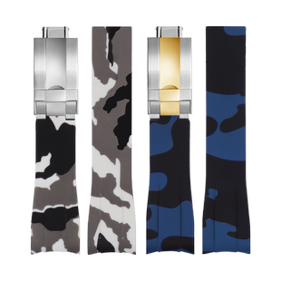 迷彩硅胶手表带适配劳力士ROLEX 潜航者日志黑绿水鬼游艇弧形20mm