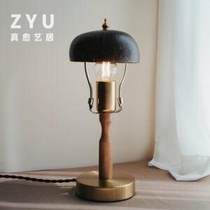 ZYU真愈北欧复古椰壳床头台灯