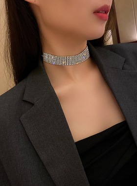 欧美法式复古简约镶钻项链轻奢女