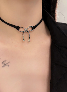 甜酷辣妹少女蝴蝶结choker项链女