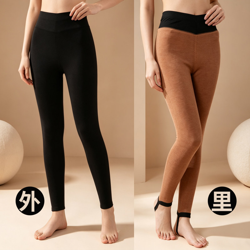 100%驼绒填棉裤男士冬季加厚保暖裤女加绒高腰巨厚磨毛绒裤打底裤
