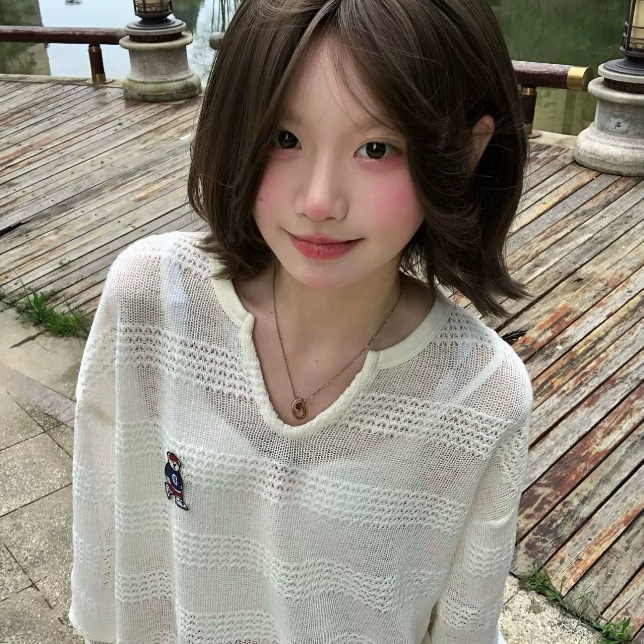 PPHOME韩版复古镂空V领长袖针织罩衫女夏季新款慵懒风宽松上衣