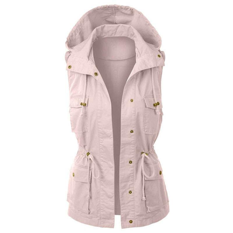 Plus size womens jacket winter solid color drawstring