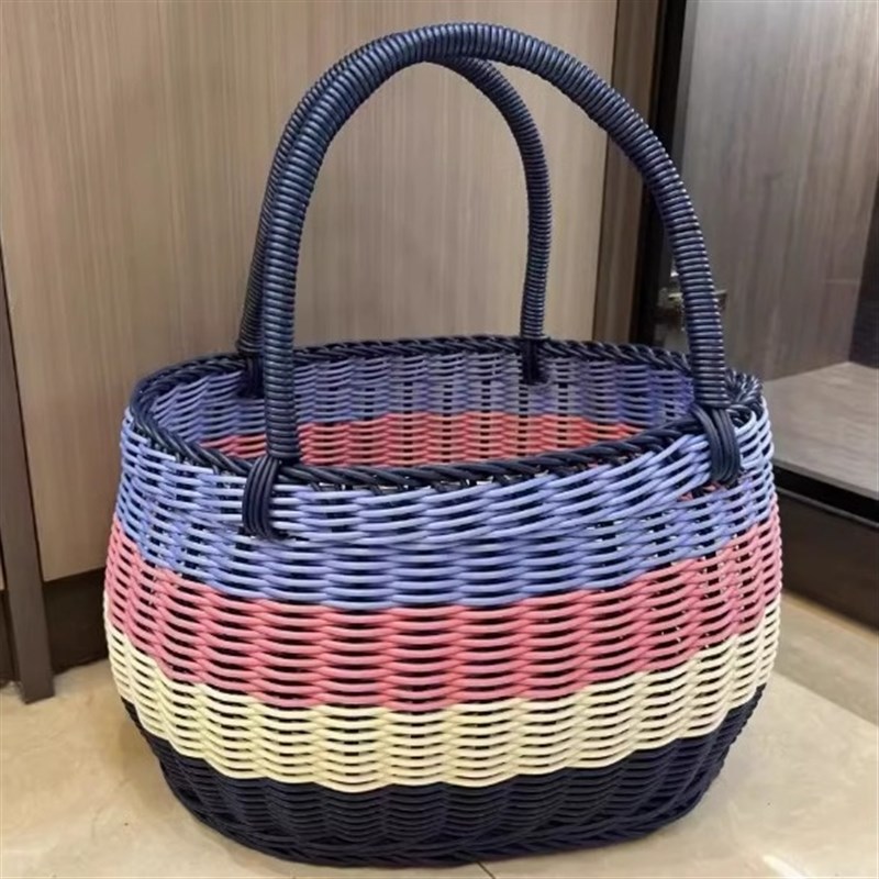 塑料蓝子网红手工编织菜篮采摘篮购物篮鸡蛋篮花篮潮流手工手提篮