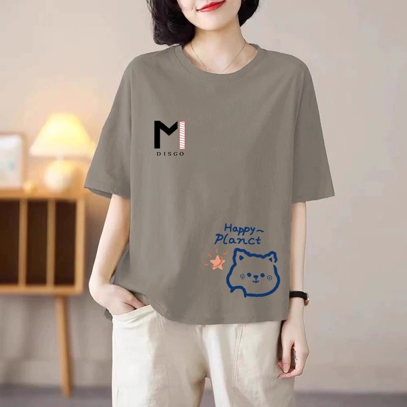 清仓捡漏妈妈装短袖T恤女中长款遮屁股宽松不规则设计半袖上衣潮