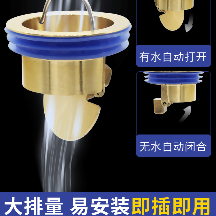 全铜重力防臭地漏芯卫生间防返芯硅胶密封防虫防鼠防反通用地漏芯