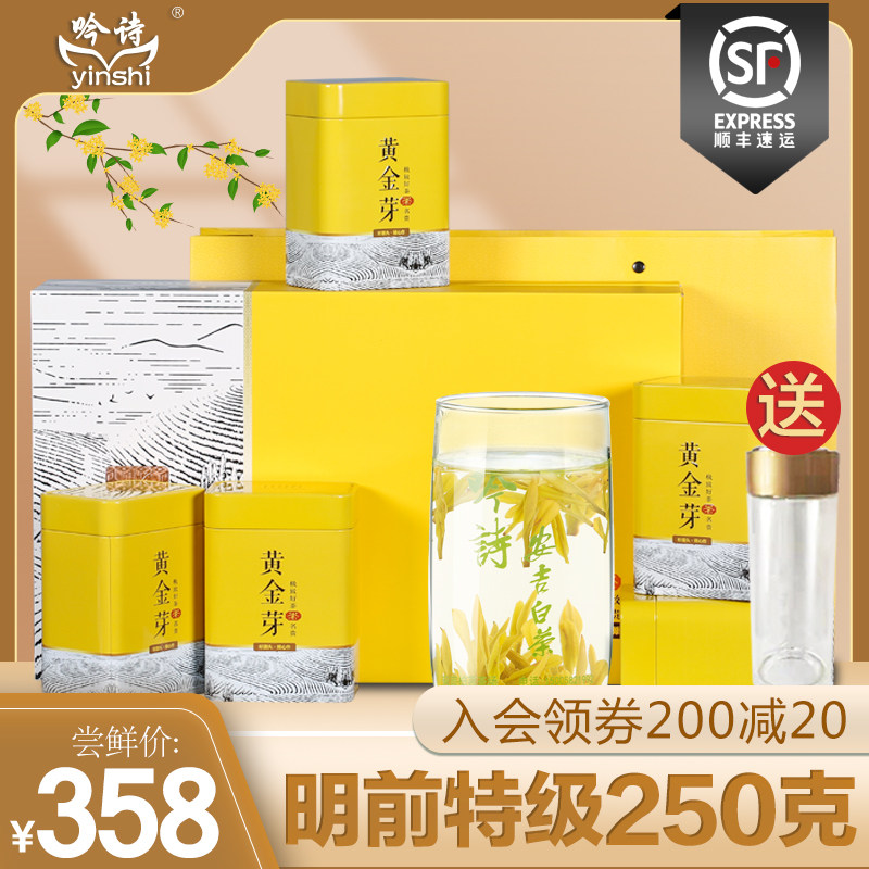 黄金芽茶叶2026新茶礼盒装250g明前特级高山白茶绿茶（赠送礼盒）