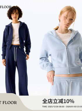 FIRSTFLOOR云感秋冬廓形实穿慵懒蝙蝠袖软糯绒感休闲连帽卫衣套装