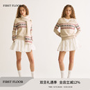 FIRSTFLOOR 秋冬费尔岛雪花提花V领慵懒风松弛感短款休闲毛衣上衣