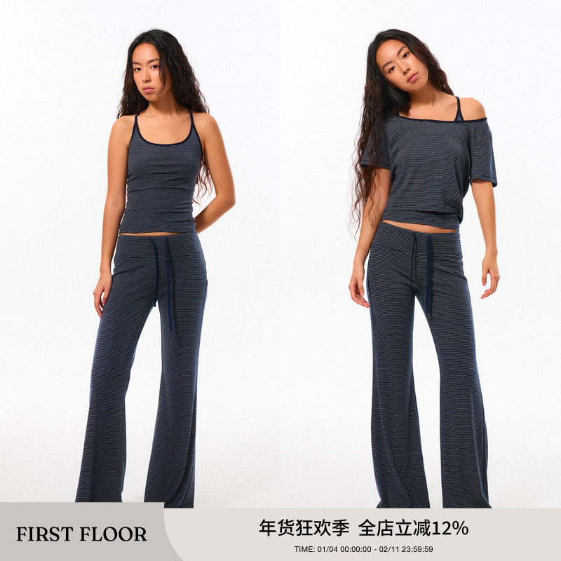 FIRSTFLOOR 凉爽天丝夏季复古收腰条纹短款紧身吊带套装背心女,女装/女士精品,背心吊带,淘宝优惠券,粉丝福利购,淘宝优惠卷