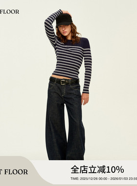 FIRSTFLOOR 秋季新款设计高级感复古宽松弯刀原牛阔腿牛仔裤女