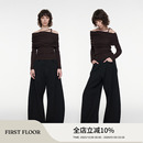 裤 黑色垂感低腰西装 FIRSTFLOOR 女直筒阔腿弯刀裤 赵露思同款