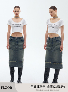 FIRSTFLOOR Balletcore印花蕾丝大圆领短款T恤