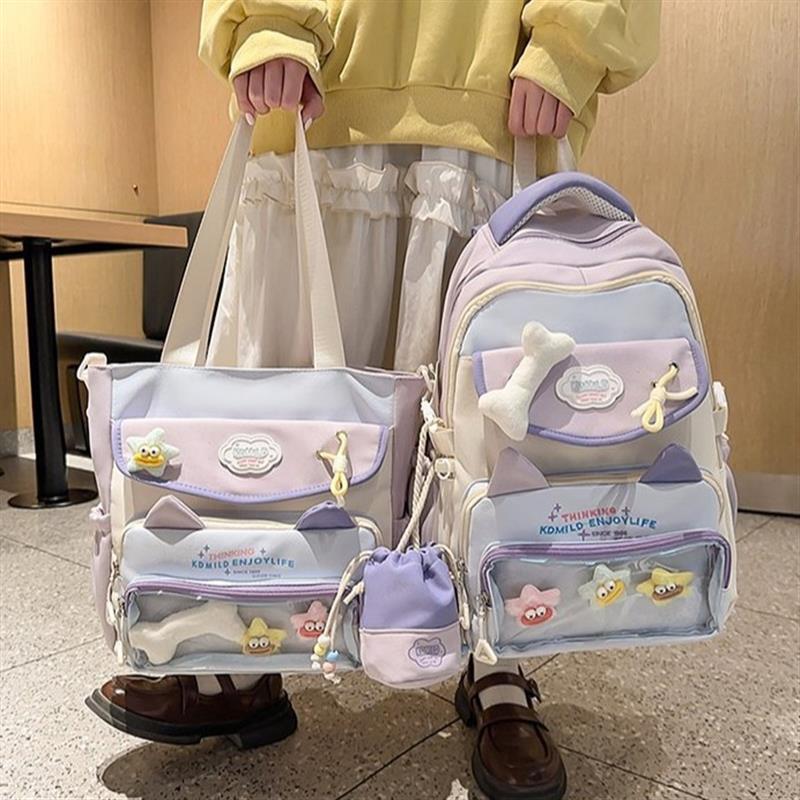 书包女生小学生2025新款超火双肩包初中生韩版可爱大学生旅行背