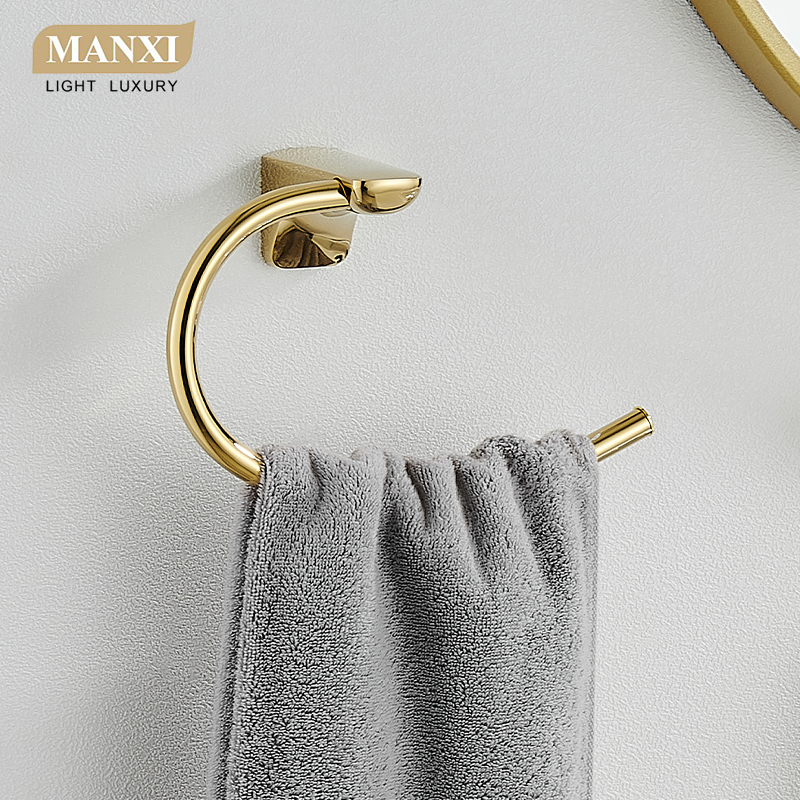 轻奢金毛巾架挂环免钉/打孔双用