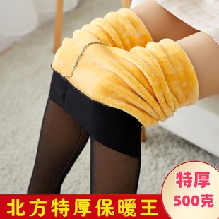 特厚大棉裤 加厚保暖裤 防勾丝女冬季 东北加绒加厚网纱假透肉打底裤