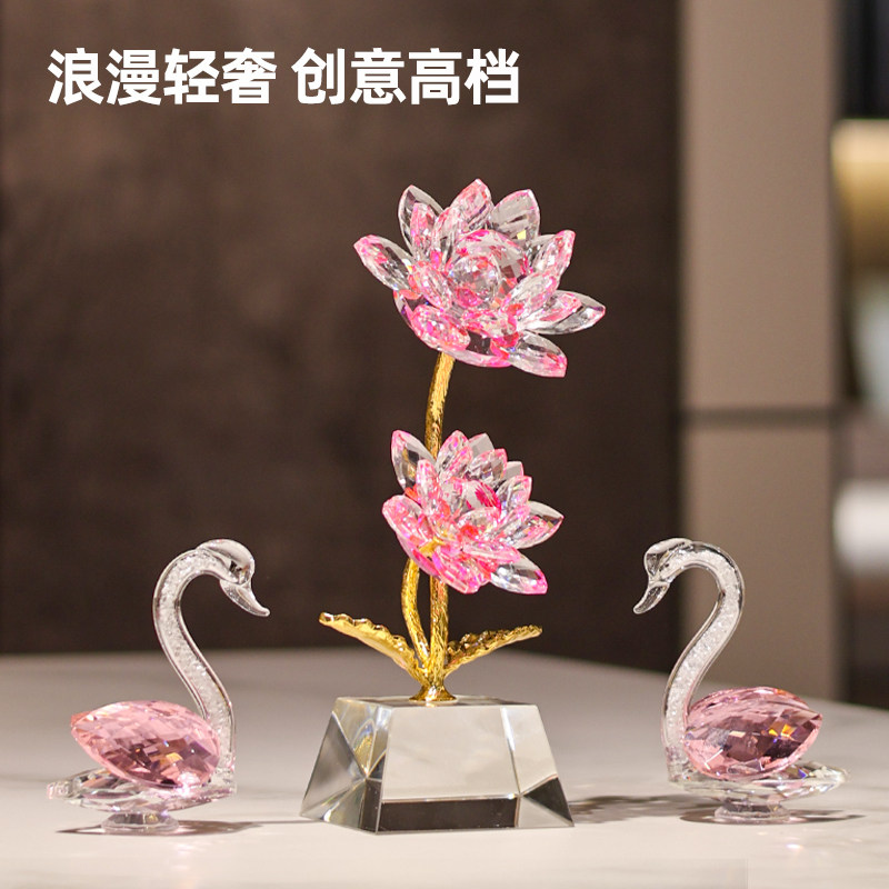 好运莲莲K9水晶莲花装饰品摆件