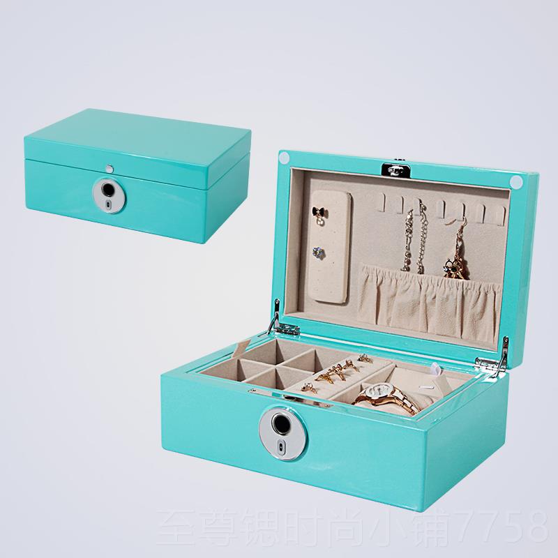 正品灵芳指锁饰盒首密码珠宝箱化女妆钢琴纹漆实木首饰收纳礼品盒