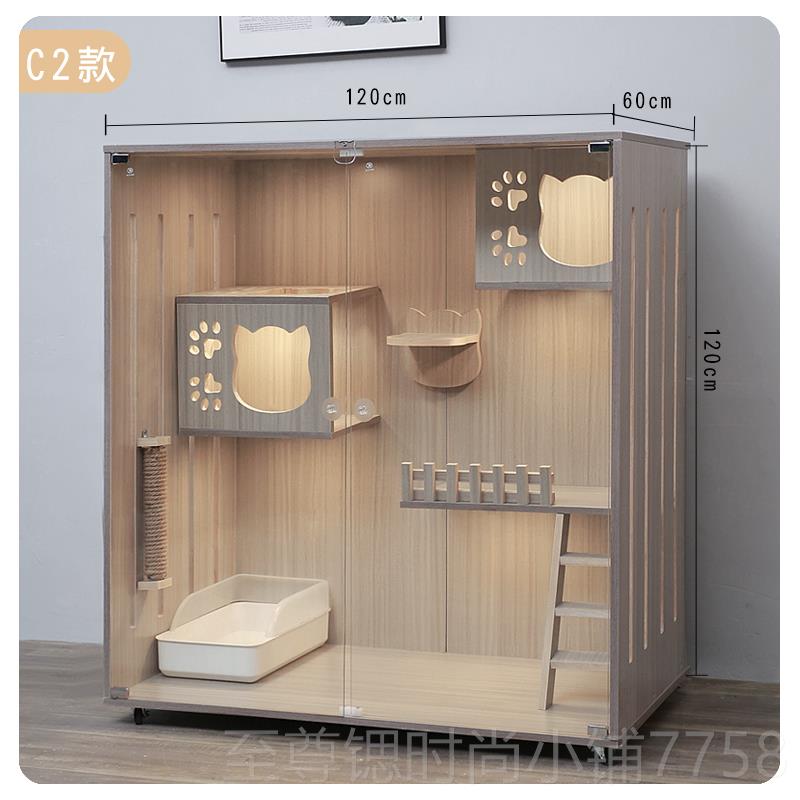 正品猫别墅木猫笼子房室内猫窝层猫柜猫屋实三双层家猫用猫舍豪华