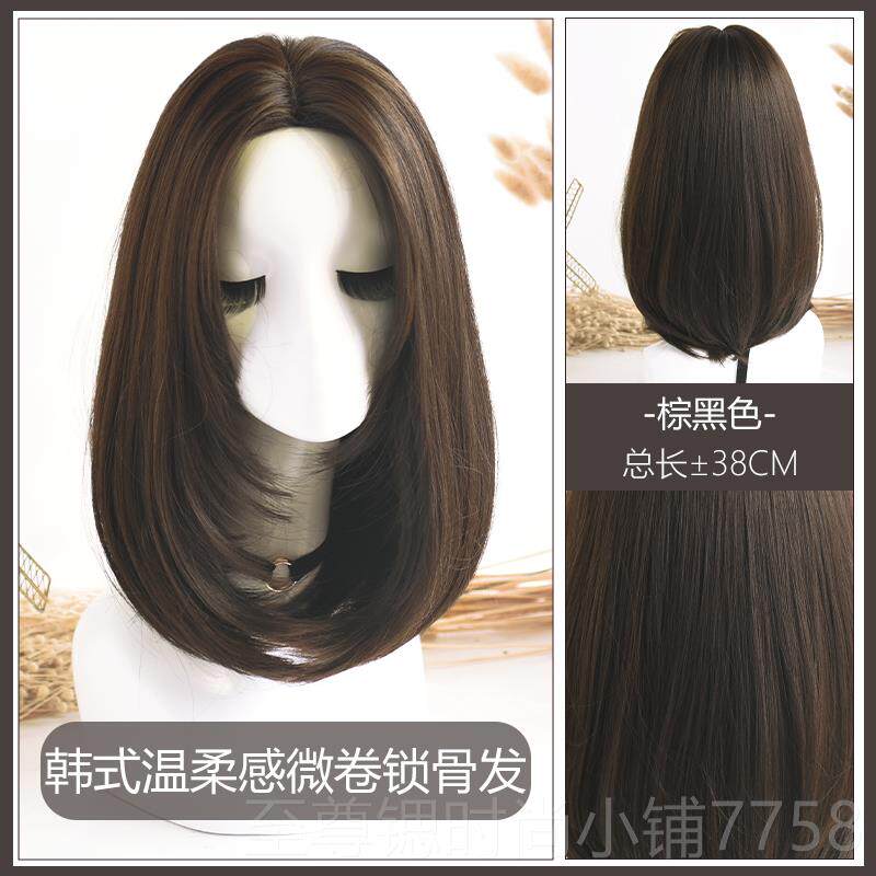 正品长假发女网红齐肩短发中分中长发假脸圆脸长直发发修自然逼真