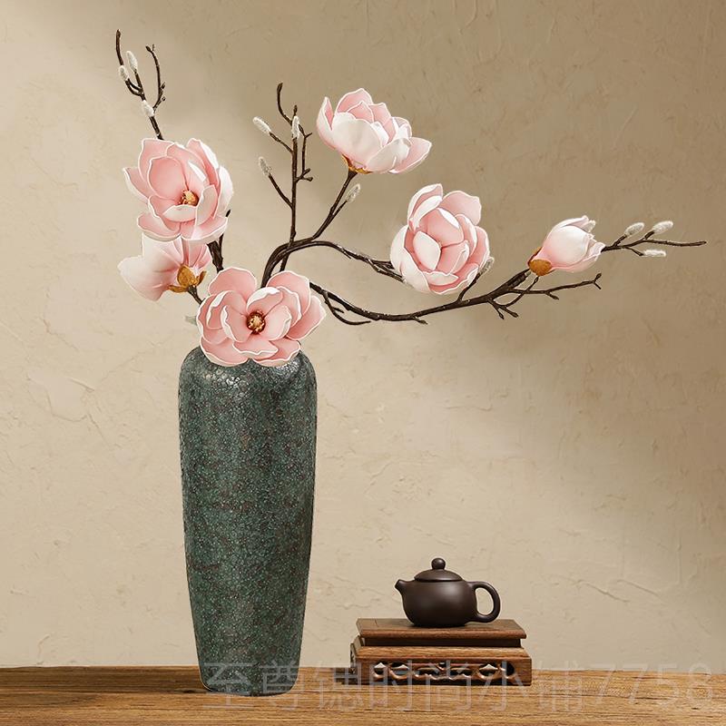 正品禅意典仿真花造型玉兰花摆树枝假花花花瓶装古饰绢花落地卉干