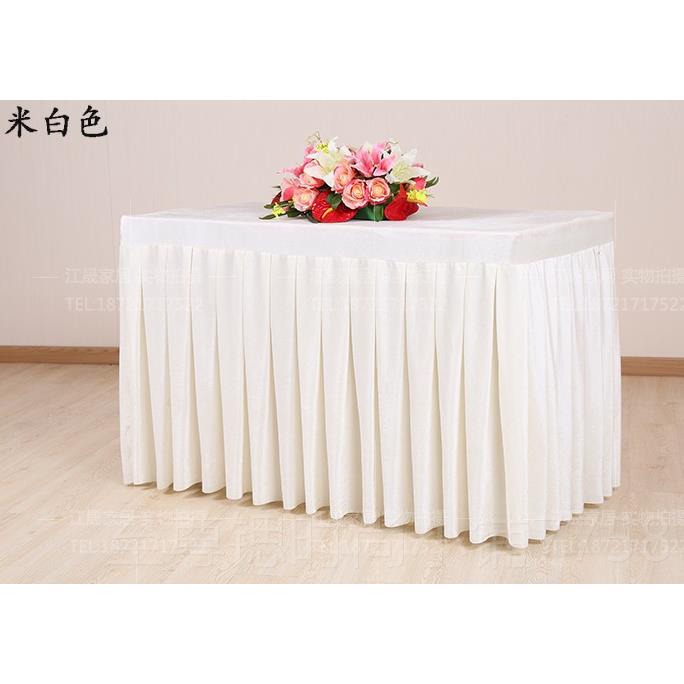 正品动上海定会议裙签到台裙桌丝做绒套办公活桌裙红色绒布桌布展