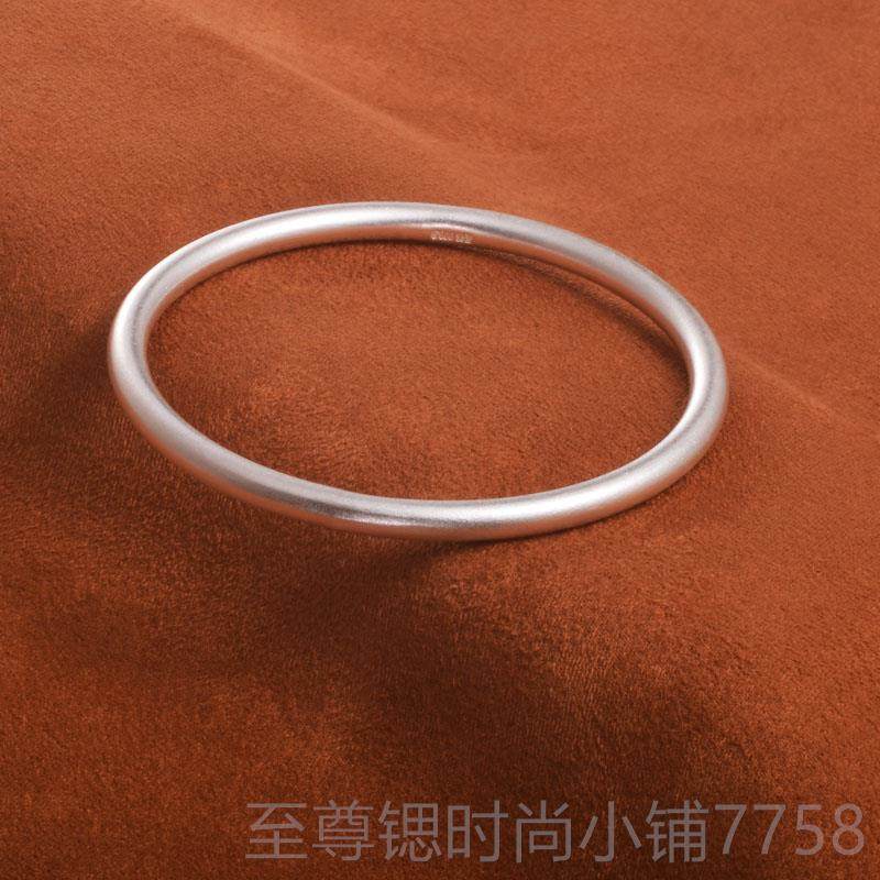 正品法9999纯银古银镯侣子女手传承简镯约手环情小众设计网红刻字