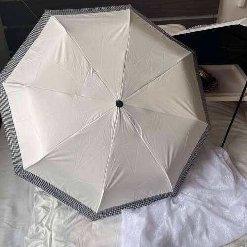 正品msho 禁欲系黑白格接缩折叠晴拼雨两用雨伞遮阳黑胶防晒伞ins