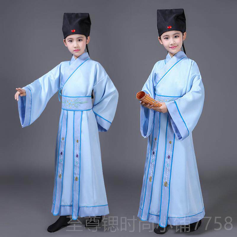 正品新款童古装儿汉服古幼儿书童男童国装学三字经子规演出表弟演