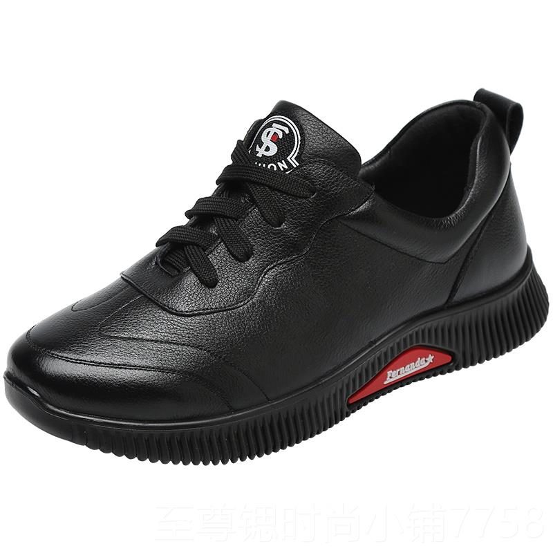 正品妈妈运动鞋女款秋冬真加4绒1舒适软底中老年人大皮码女鞋一43