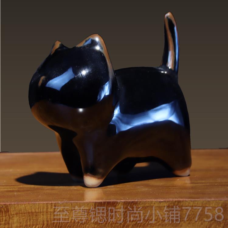 正品故宫钧瓷猫招咪日装饰摆件桌面创汽车载财结婚生礼物男女生意